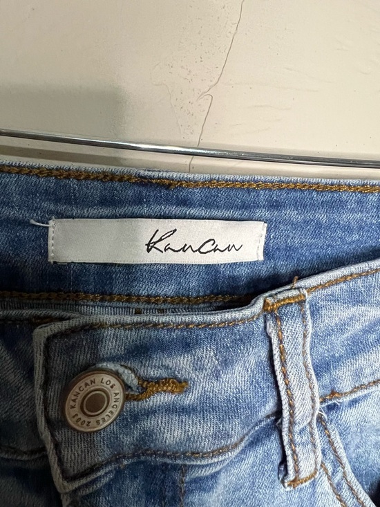 Kancan High Rise Distressed Raw Hem Denim Shorts - Picture 4 of 7